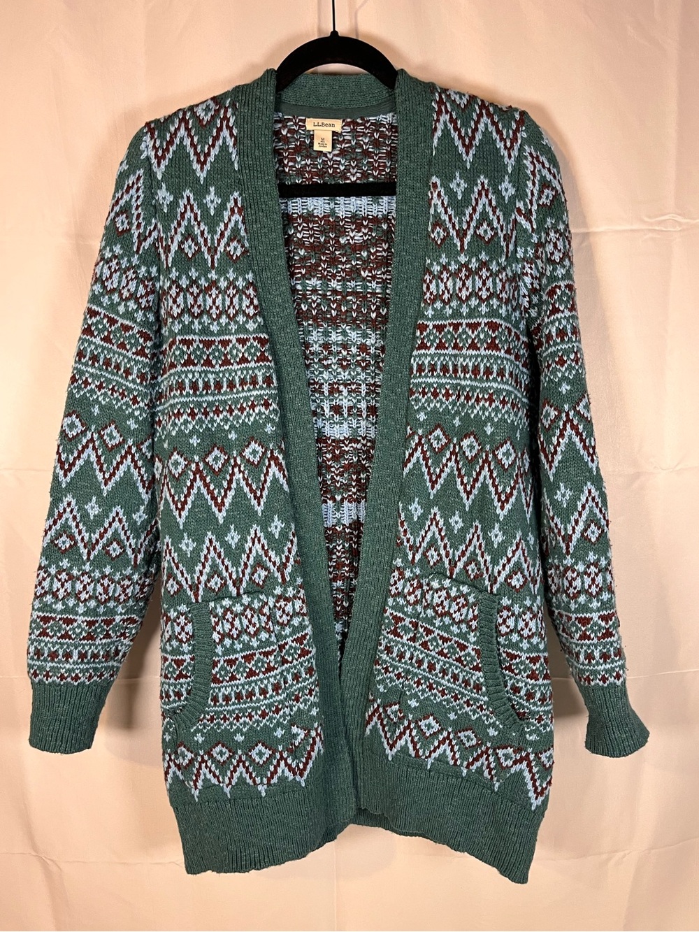 L.L. Bean Fair Isle Cotton Cardigan Sweater